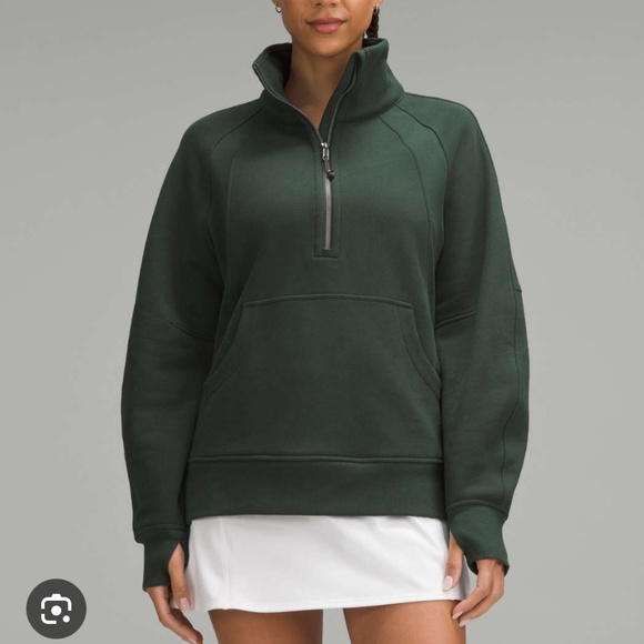 Lululemon Scuba Oversized Sweatshirt Funnel Neck Half Zip Longer Length Green - Picture 1 of 12